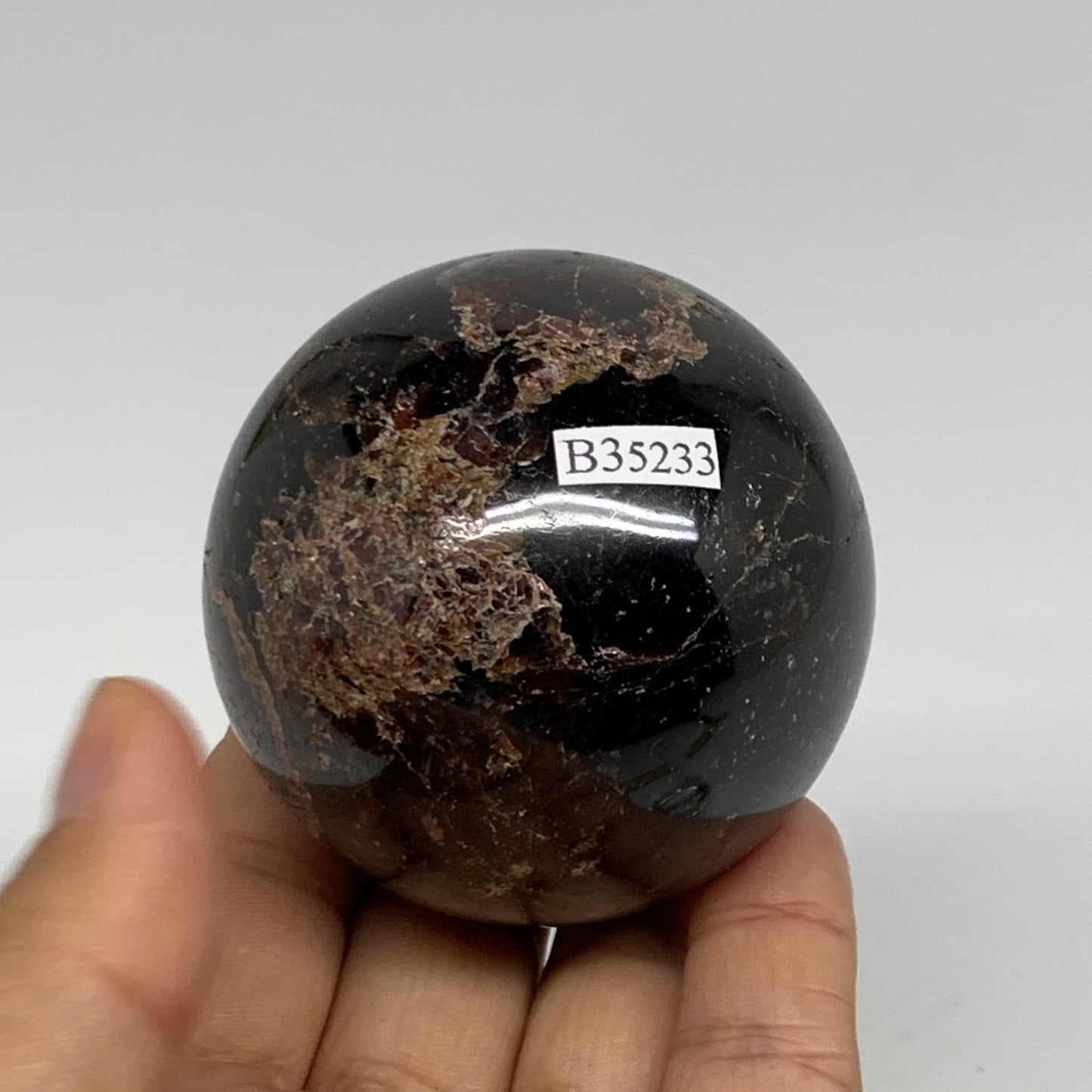 435.6g, 2.3"(59mm), Natural Red Garnet Sphere Ball Gemstone Polished, B35233