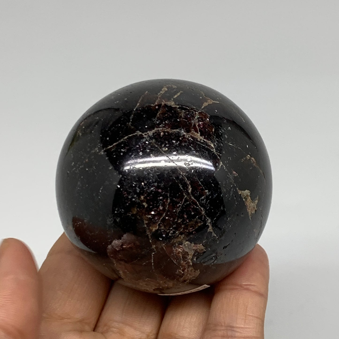 435.6g, 2.3"(59mm), Natural Red Garnet Sphere Ball Gemstone Polished, B35233