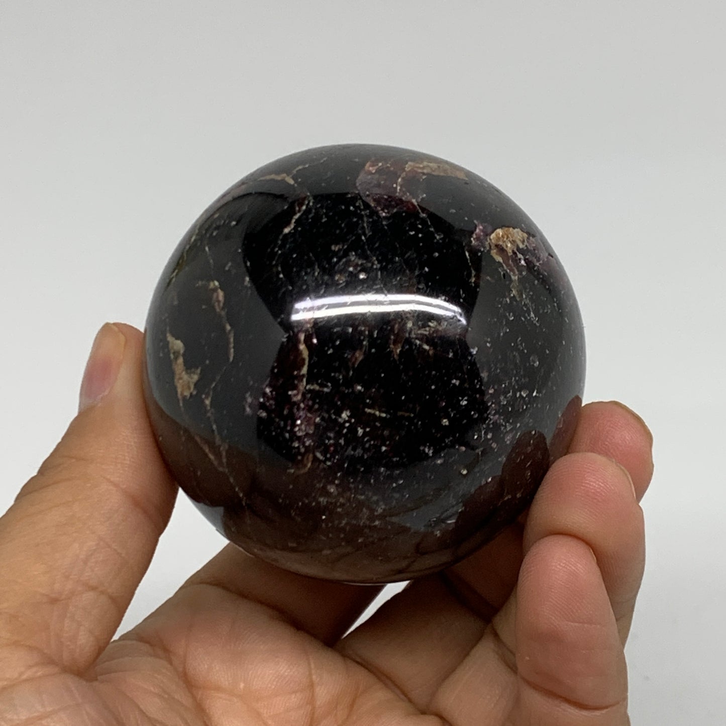 435.6g, 2.3"(59mm), Natural Red Garnet Sphere Ball Gemstone Polished, B35233