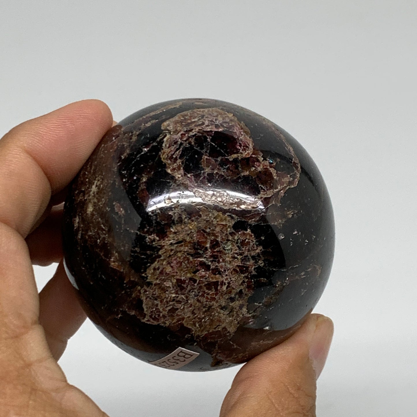 435.6g, 2.3"(59mm), Natural Red Garnet Sphere Ball Gemstone Polished, B35233