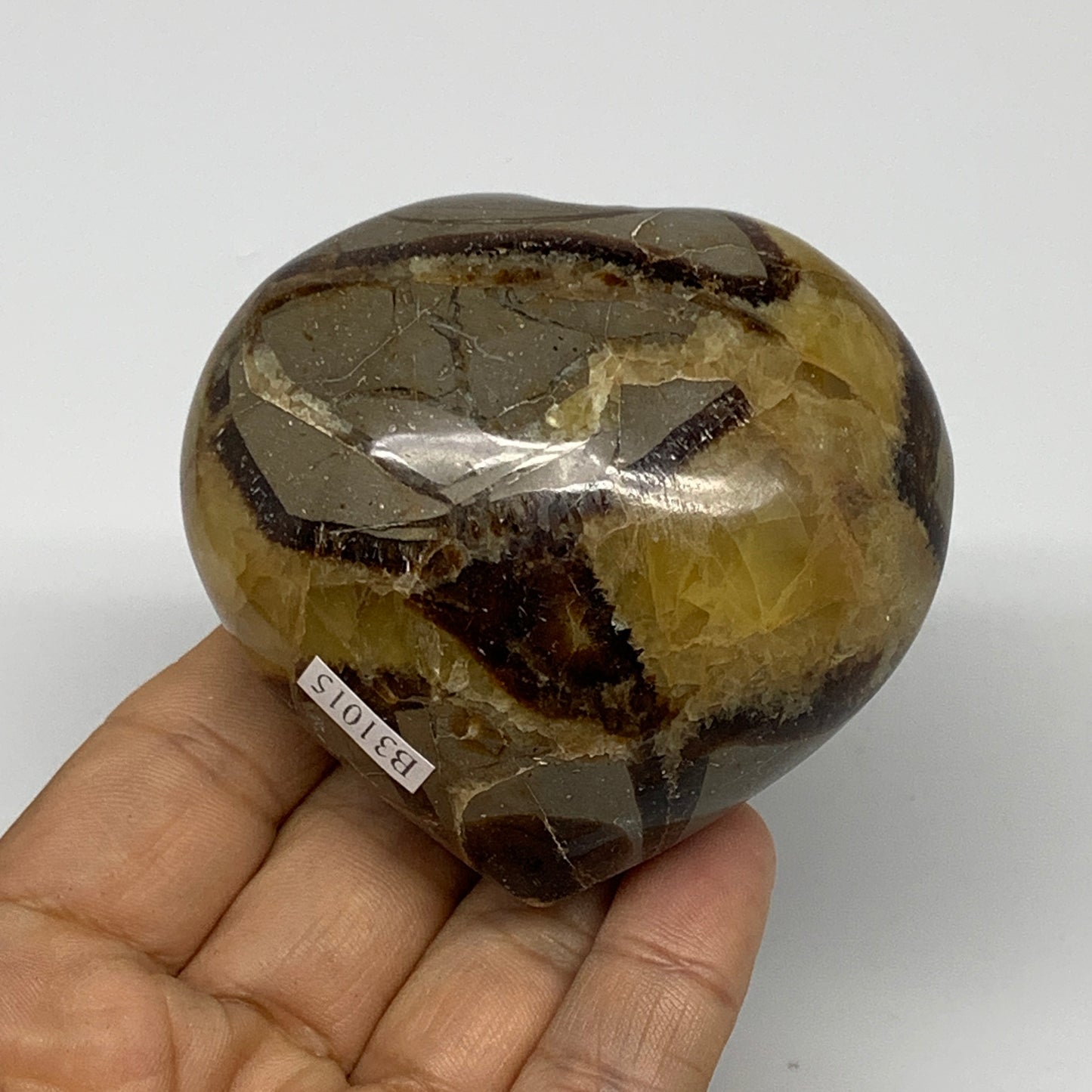 0.56 lbs, 2.6"x2.8"x1.6" Septarian Nodules Heart Polished Healing Crystal, B3101