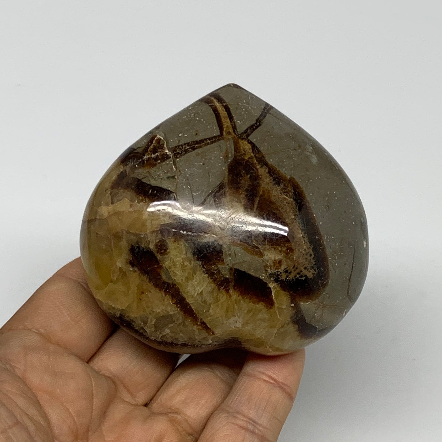 0.56 lbs, 2.6"x2.8"x1.6" Septarian Nodules Heart Polished Healing Crystal, B3101