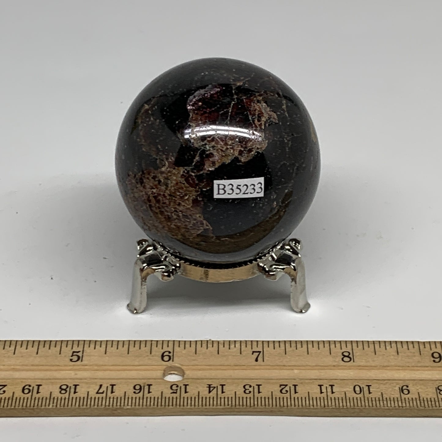 435.6g, 2.3"(59mm), Natural Red Garnet Sphere Ball Gemstone Polished, B35233