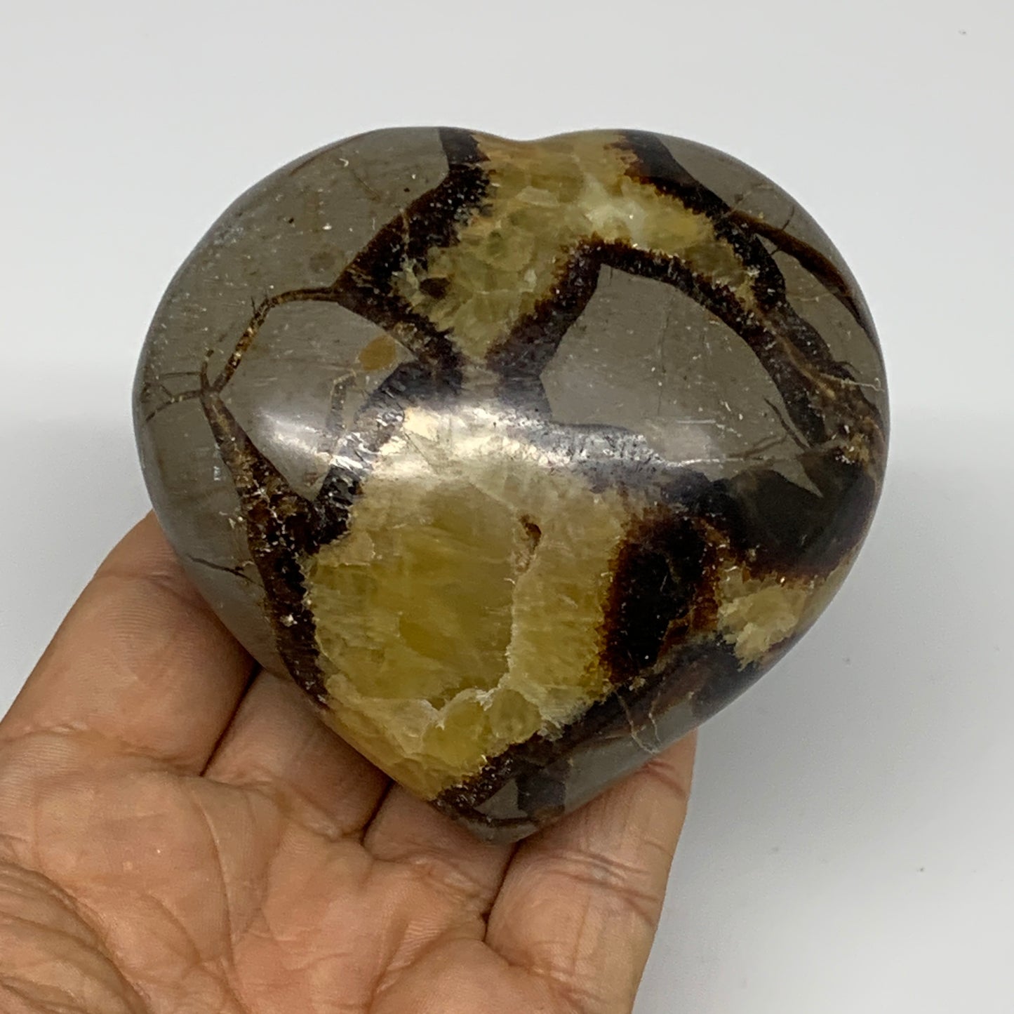 0.73 lbs, 3"x3.1"x1.6" Septarian Nodules Heart Polished Healing Crystal, B31017