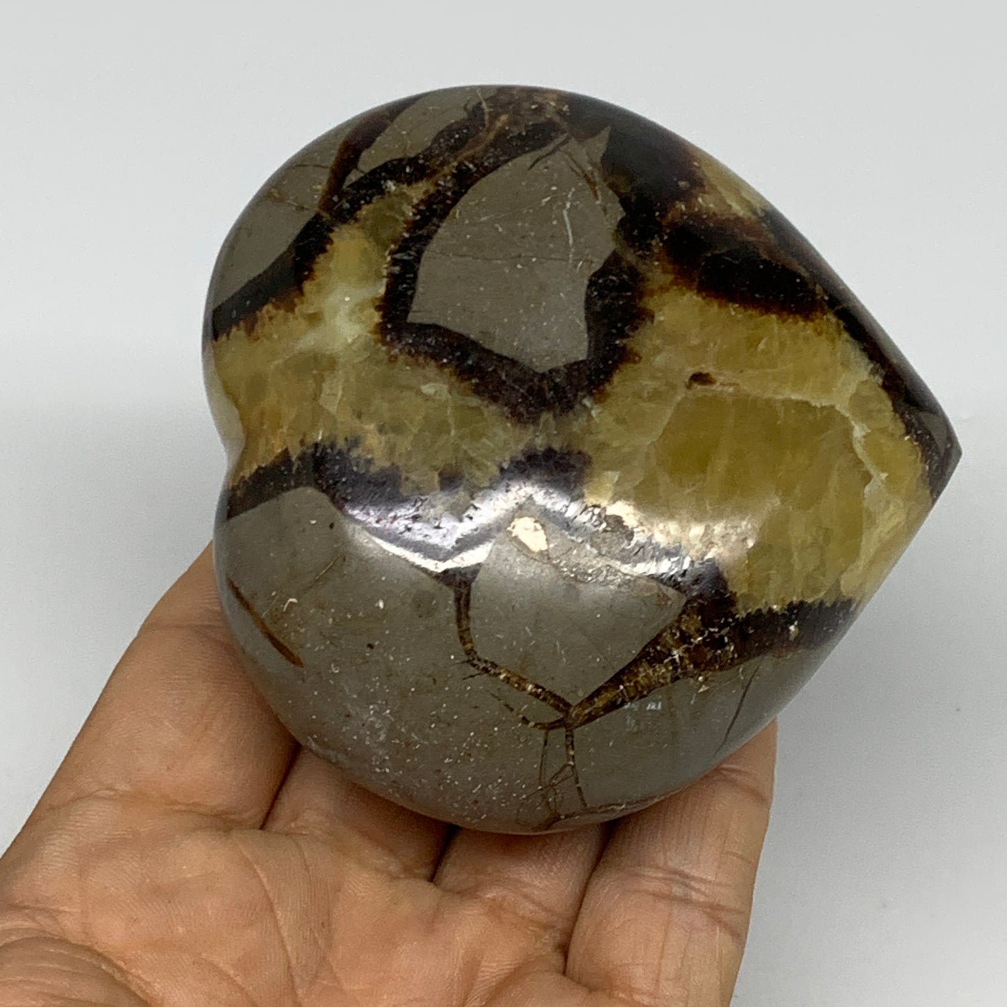 0.73 lbs, 3"x3.1"x1.6" Septarian Nodules Heart Polished Healing Crystal, B31017