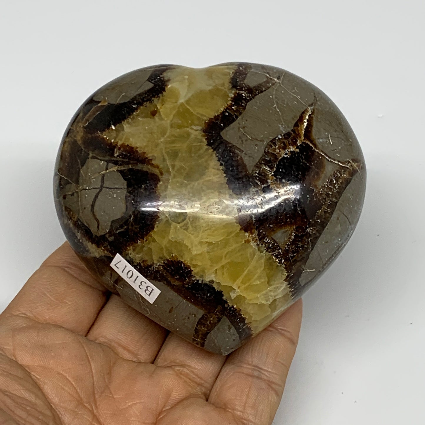 0.73 lbs, 3"x3.1"x1.6" Septarian Nodules Heart Polished Healing Crystal, B31017