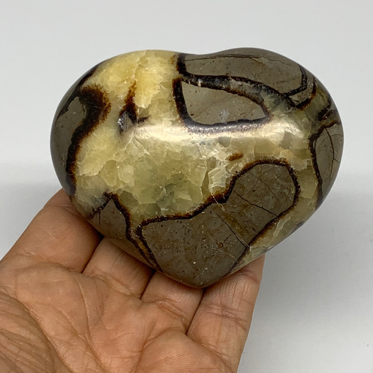 0.68 lbs, 2.7"x3.2"x1.6" Septarian Nodules Heart Polished Healing Crystal, B3101