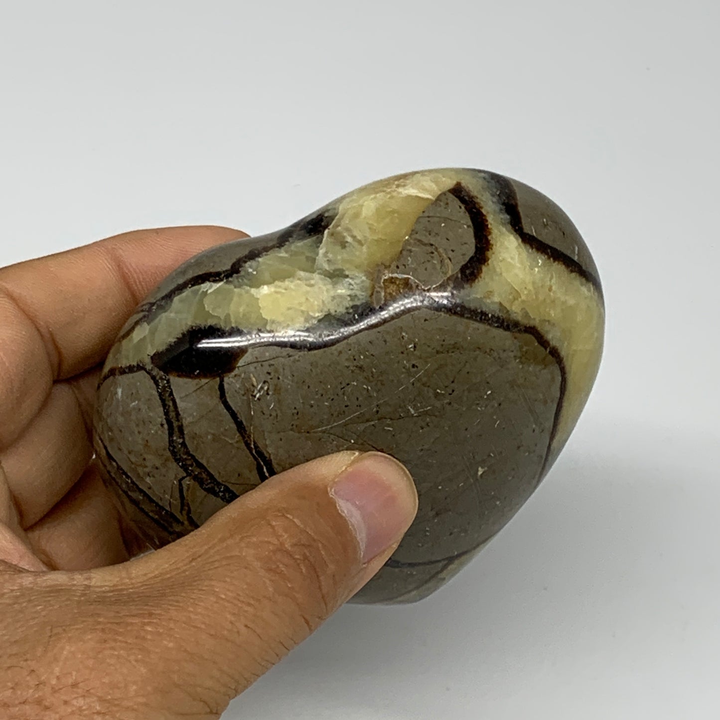 0.68 lbs, 2.7"x3.2"x1.6" Septarian Nodules Heart Polished Healing Crystal, B3101