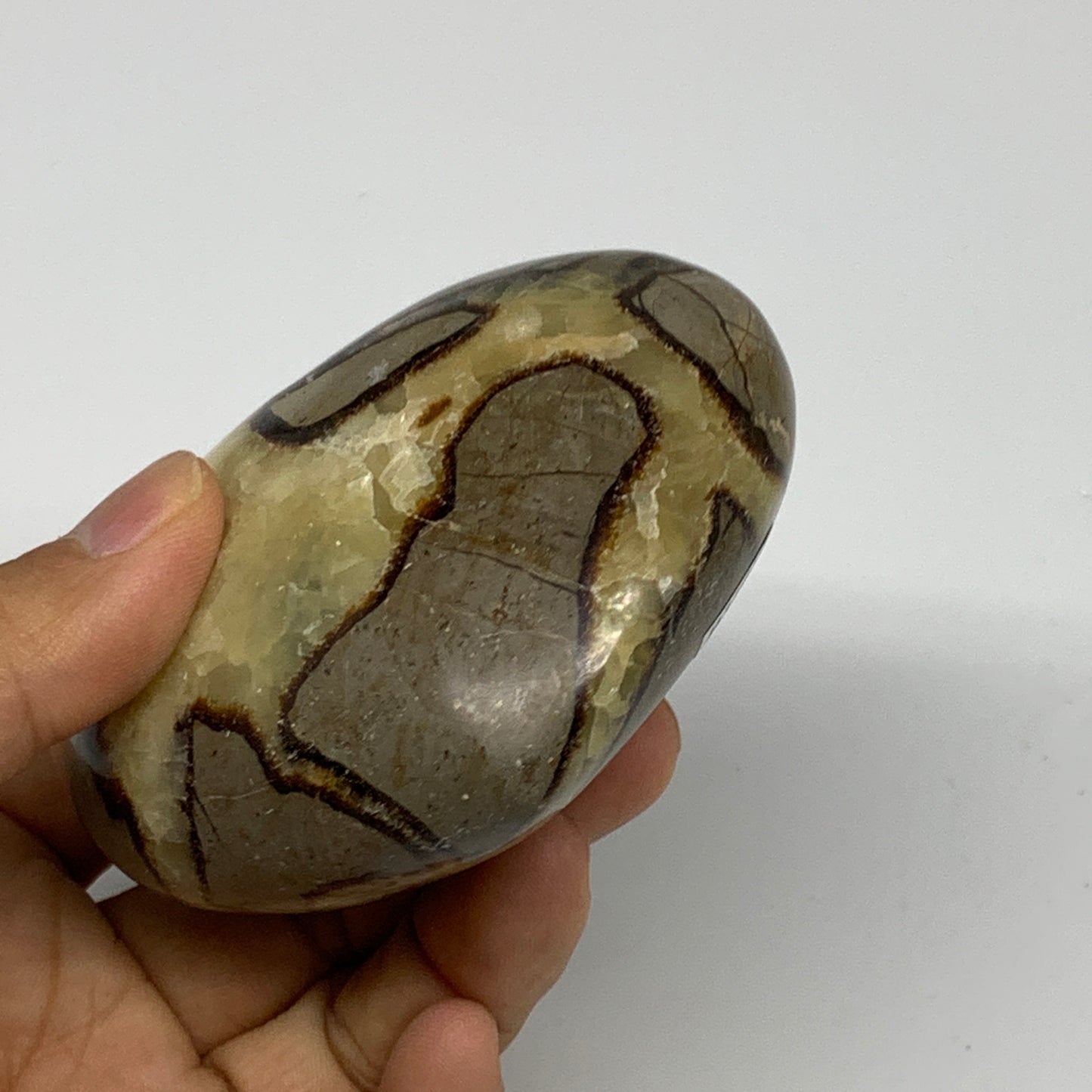 0.68 lbs, 2.7"x3.2"x1.6" Septarian Nodules Heart Polished Healing Crystal, B3101