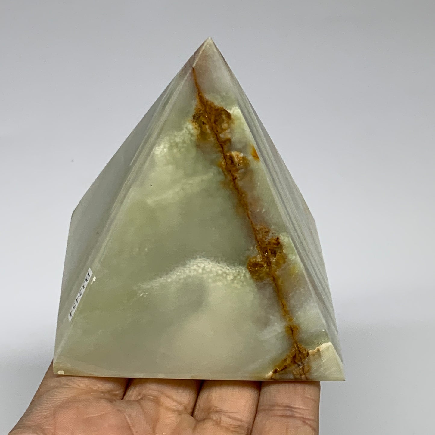 0.92 lbs, 3"x2.9"x2.9", Green Onyx Pyramid Gemstone Crystal, B32454