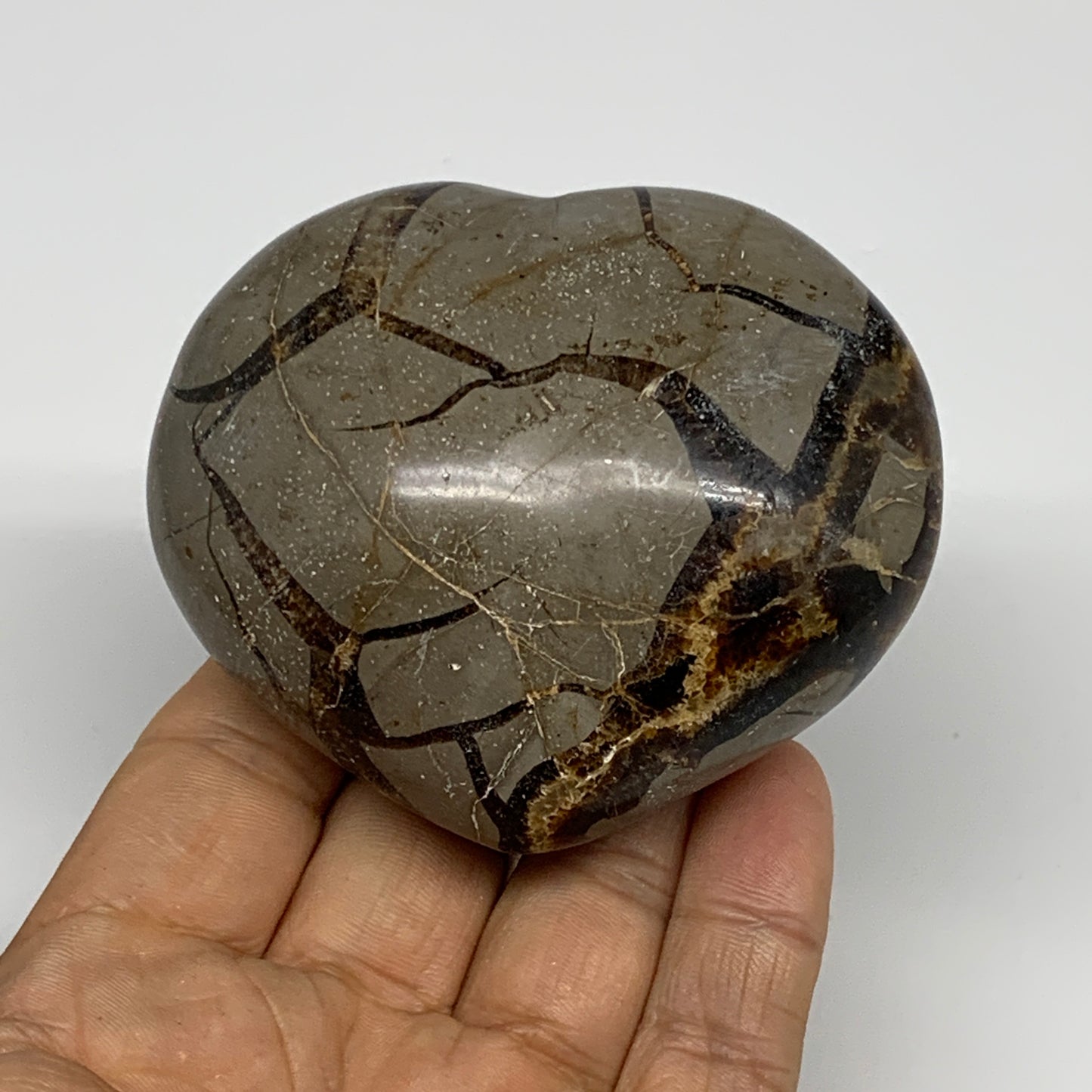 0.57 lbs, 2.6"x3"x1.5" Septarian Nodules Heart Polished Healing Crystal, B31021