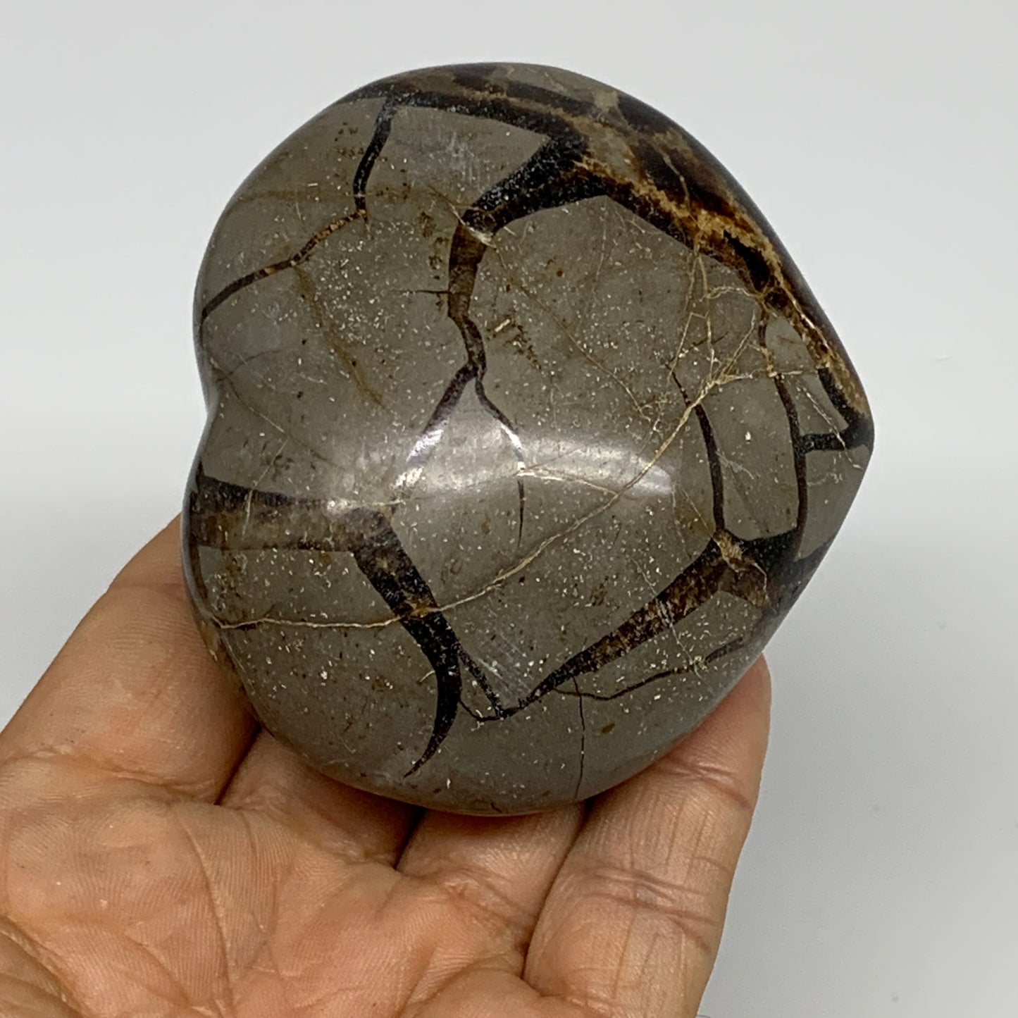 0.57 lbs, 2.6"x3"x1.5" Septarian Nodules Heart Polished Healing Crystal, B31021