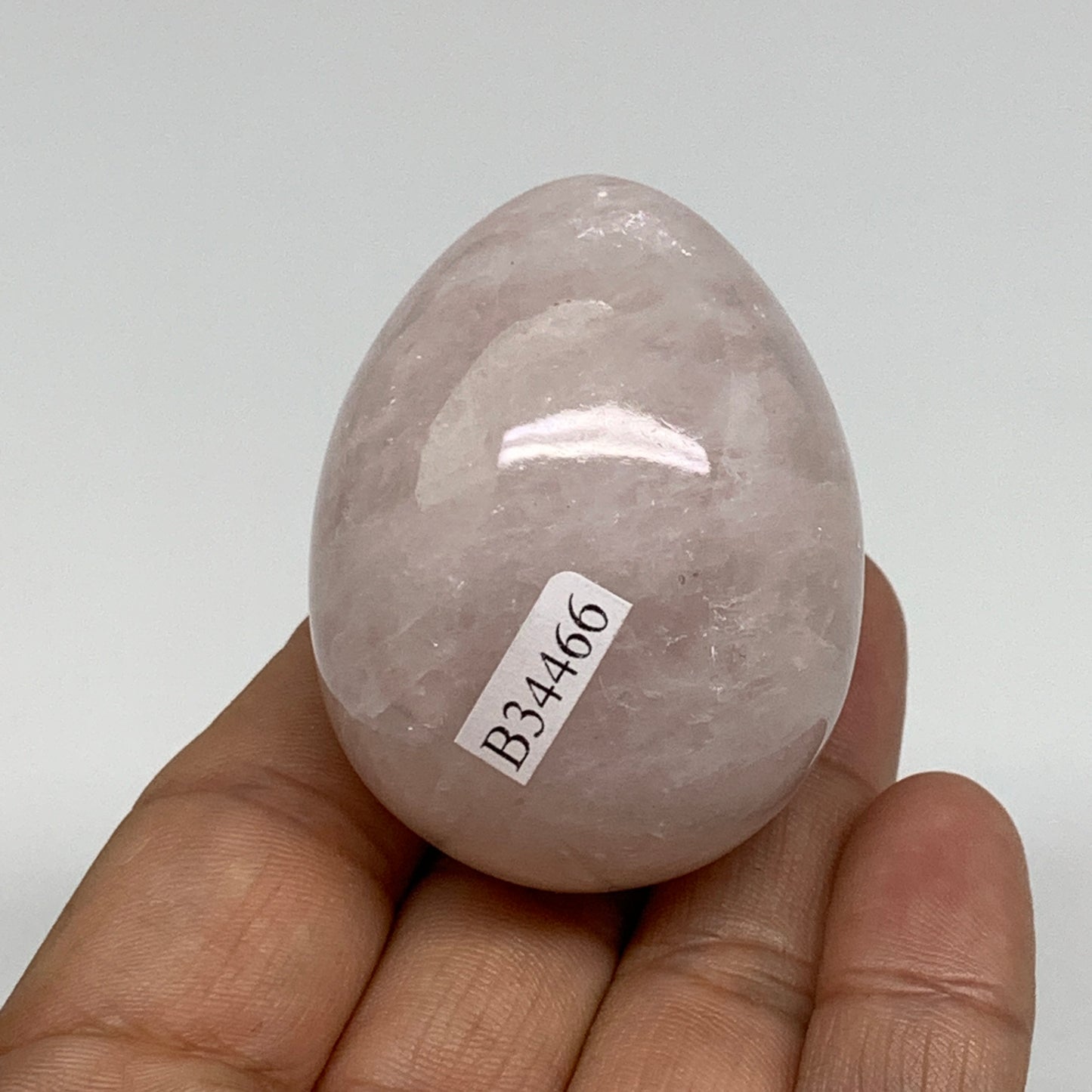 100g, 2"x1.5", Natural Gemstone Pink Rose Quartz Egg Crystal @India, B34466