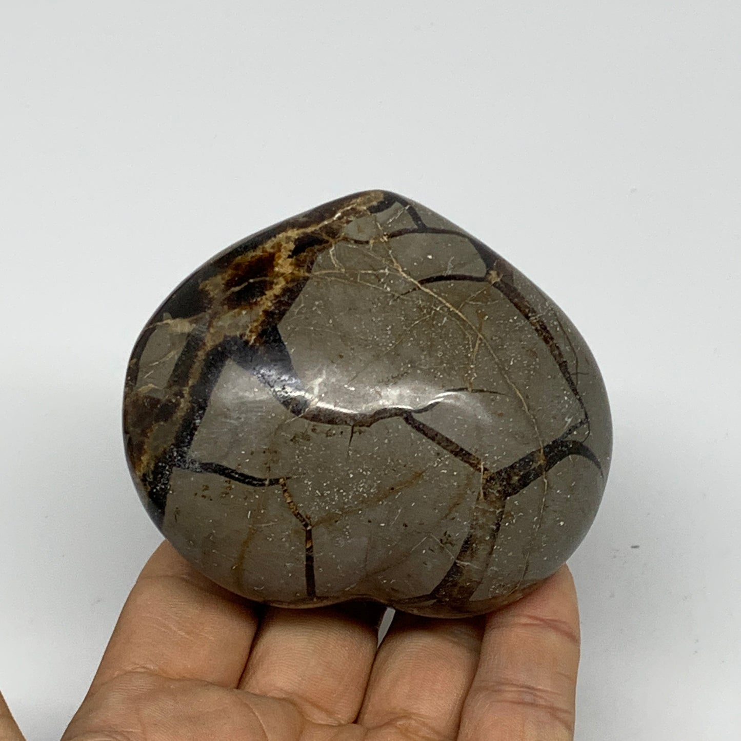 0.57 lbs, 2.6"x3"x1.5" Septarian Nodules Heart Polished Healing Crystal, B31021