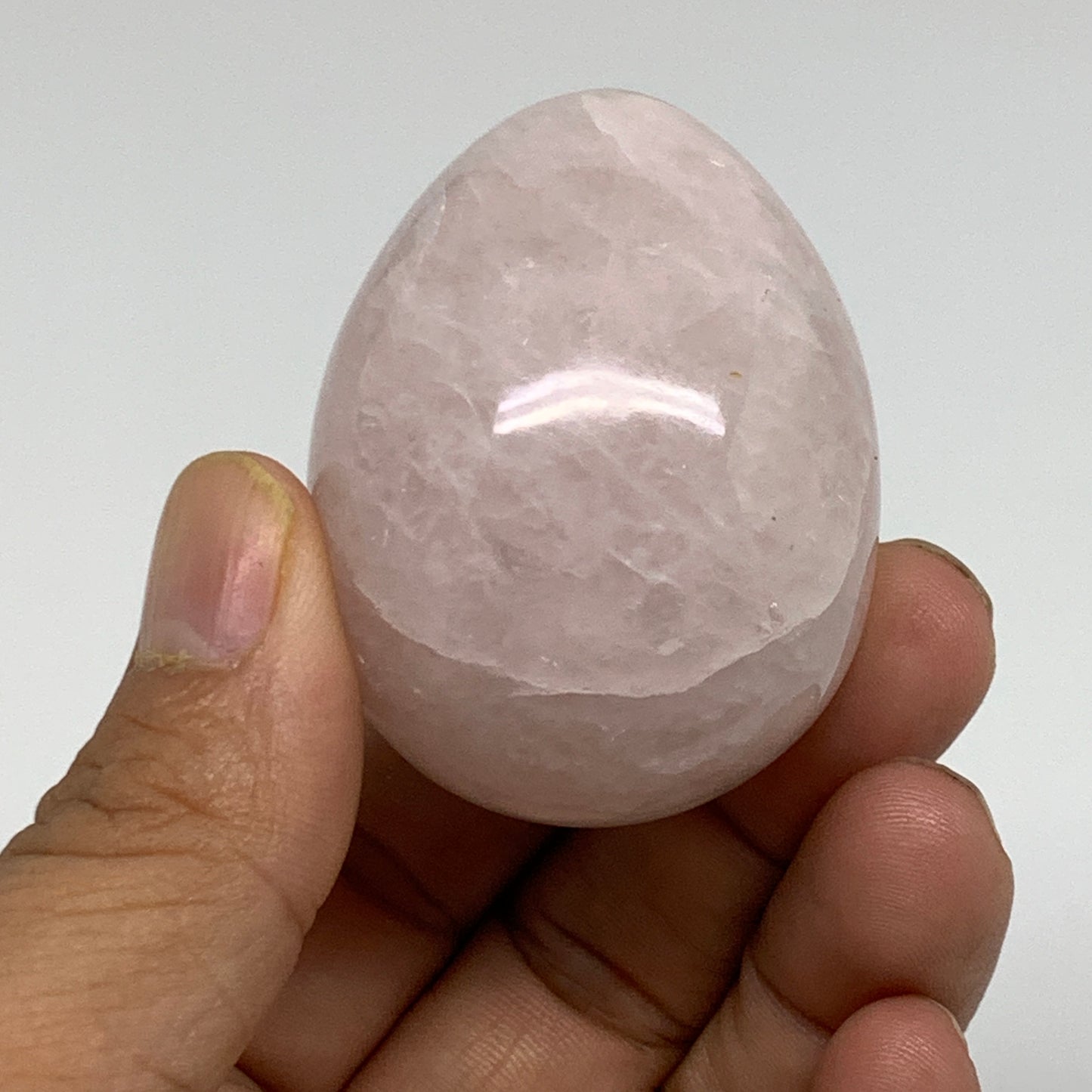 100g, 2"x1.5", Natural Gemstone Pink Rose Quartz Egg Crystal @India, B34466