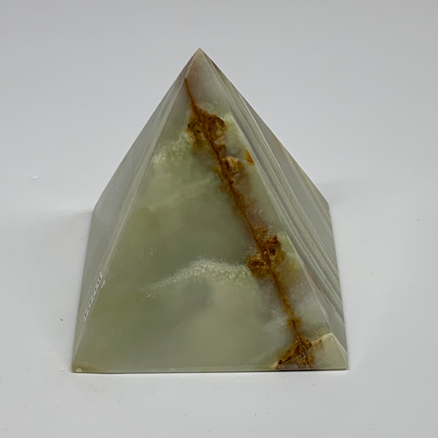 0.92 lbs, 3"x2.9"x2.9", Green Onyx Pyramid Gemstone Crystal, B32454