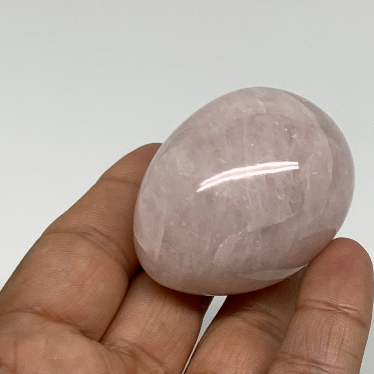 100g, 2"x1.5", Natural Gemstone Pink Rose Quartz Egg Crystal @India, B34466