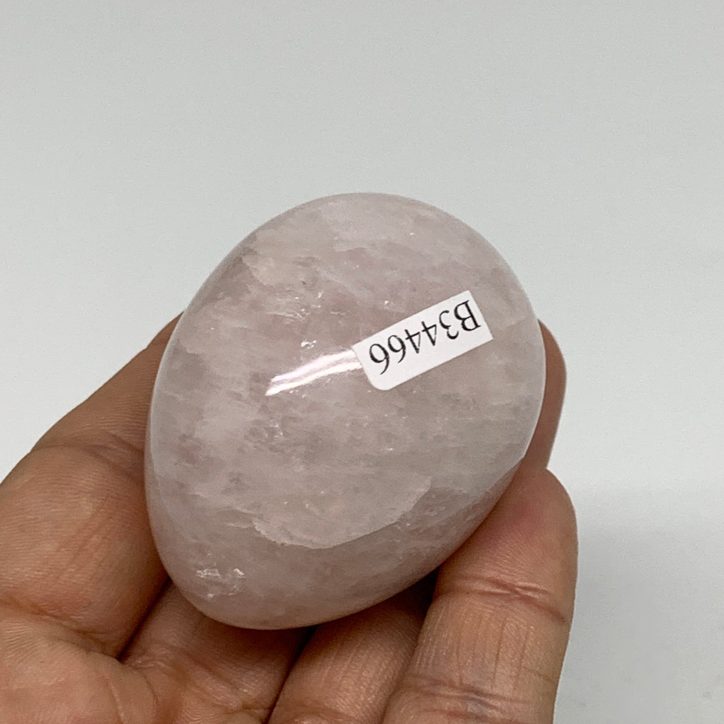 100g, 2"x1.5", Natural Gemstone Pink Rose Quartz Egg Crystal @India, B34466