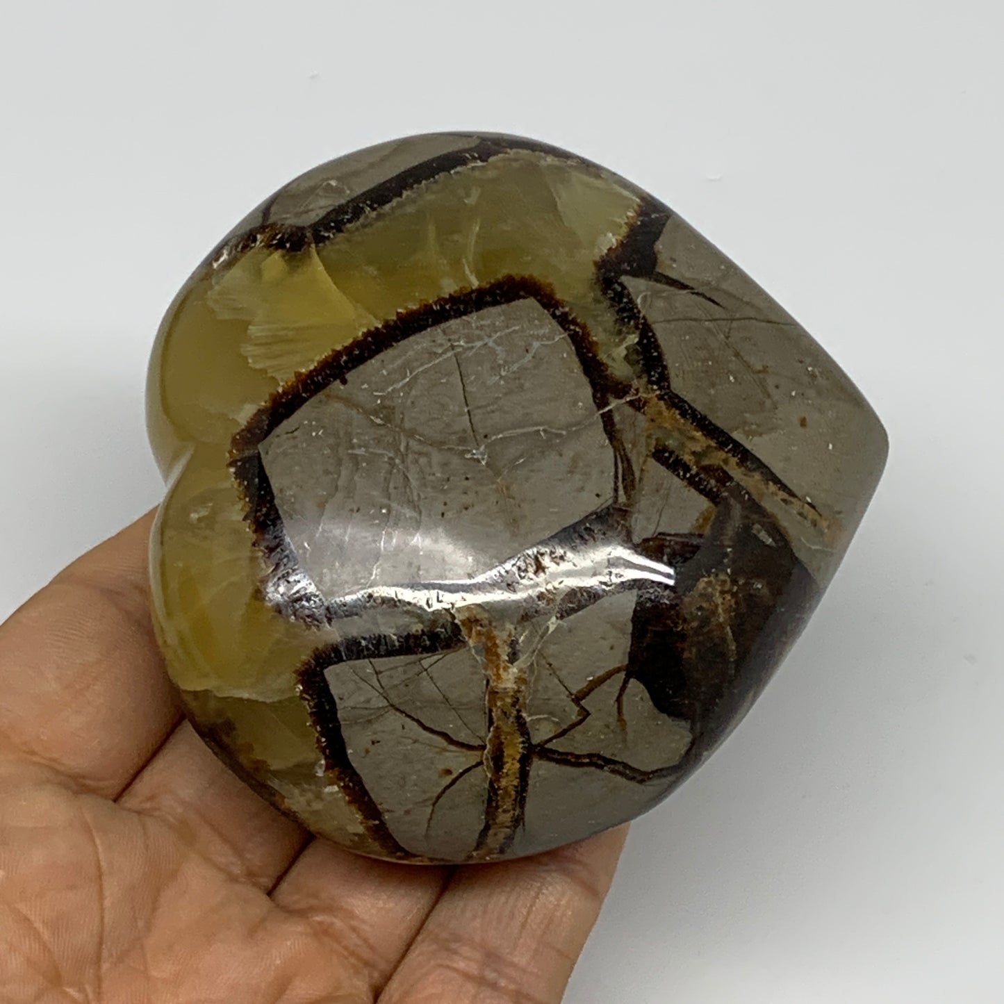 0.67 lbs, 3"x3.1"x1.5" Septarian Nodules Heart Polished Healing Crystal, B31022