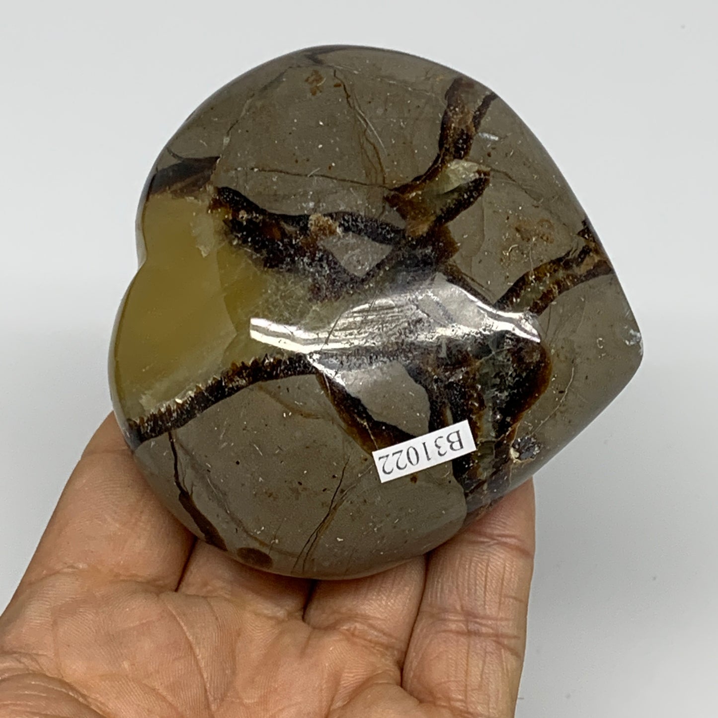 0.67 lbs, 3"x3.1"x1.5" Septarian Nodules Heart Polished Healing Crystal, B31022