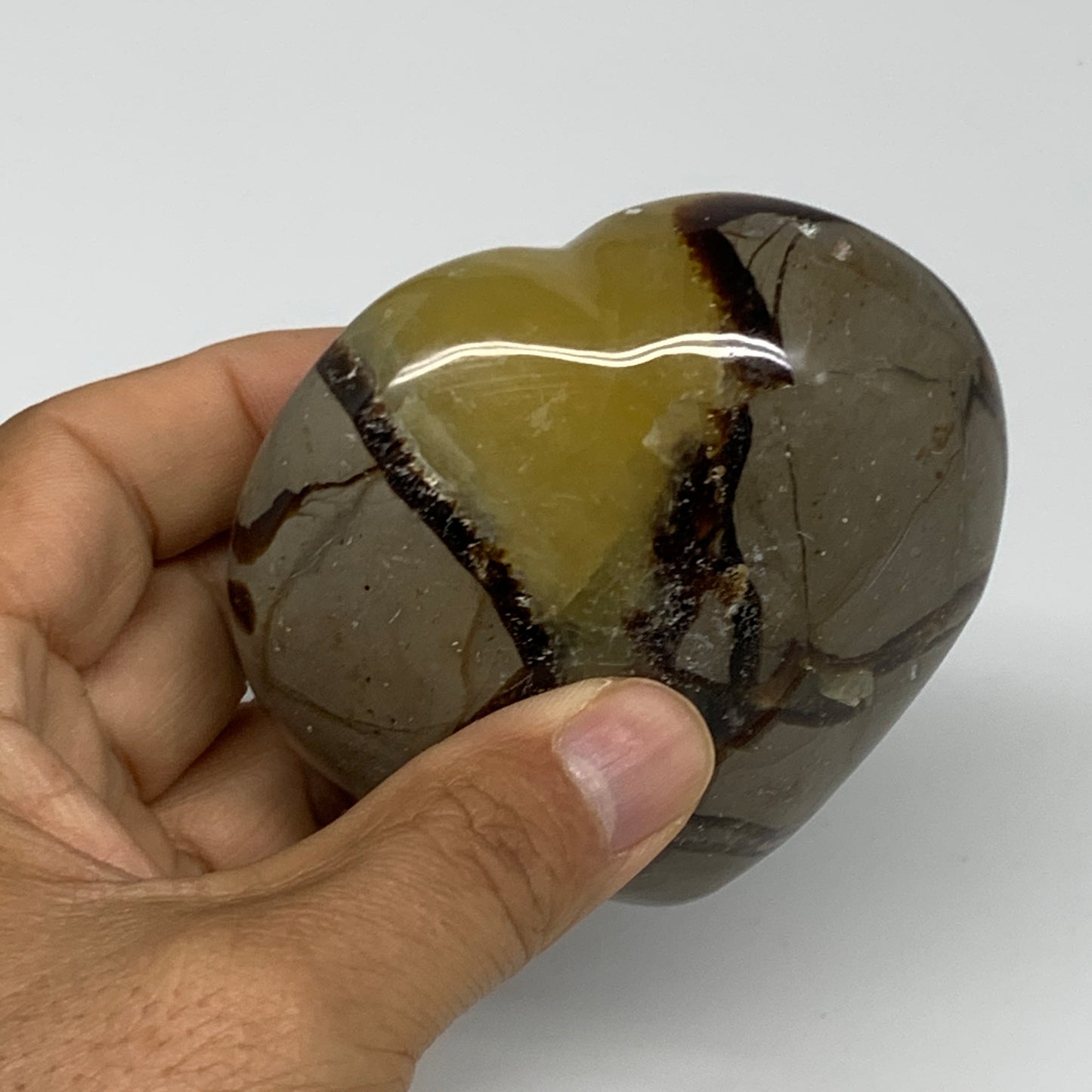 0.67 lbs, 3"x3.1"x1.5" Septarian Nodules Heart Polished Healing Crystal, B31022