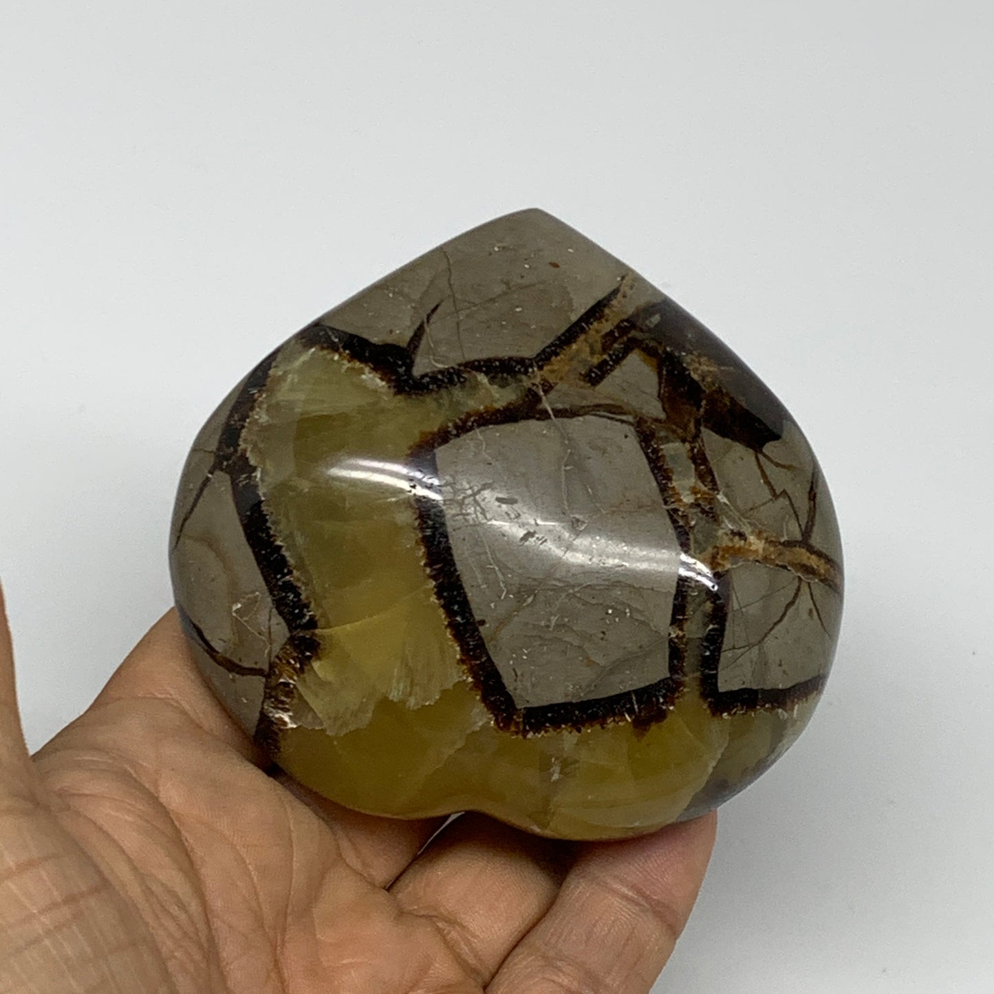 0.67 lbs, 3"x3.1"x1.5" Septarian Nodules Heart Polished Healing Crystal, B31022