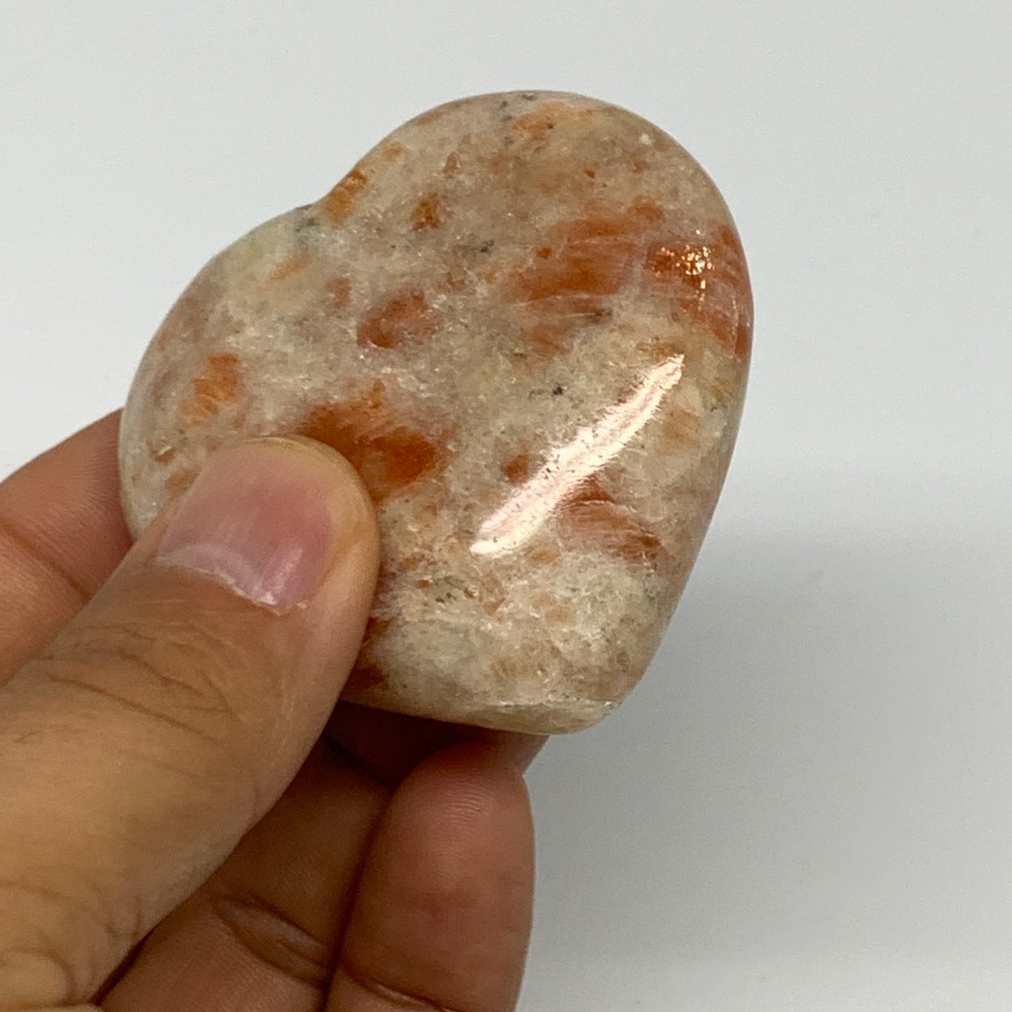 81.4g,2"x2.2"x0.7", Sunstone Heart Polished Healing Crystal @India, B28022