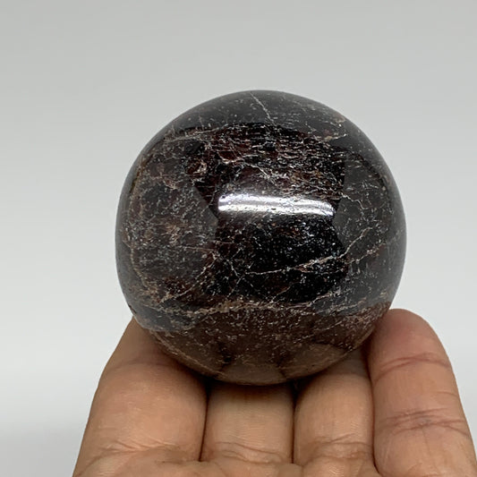 320g, 2.1"(53mm), Natural Red Garnet Sphere Ball Gemstone Polished, B35241