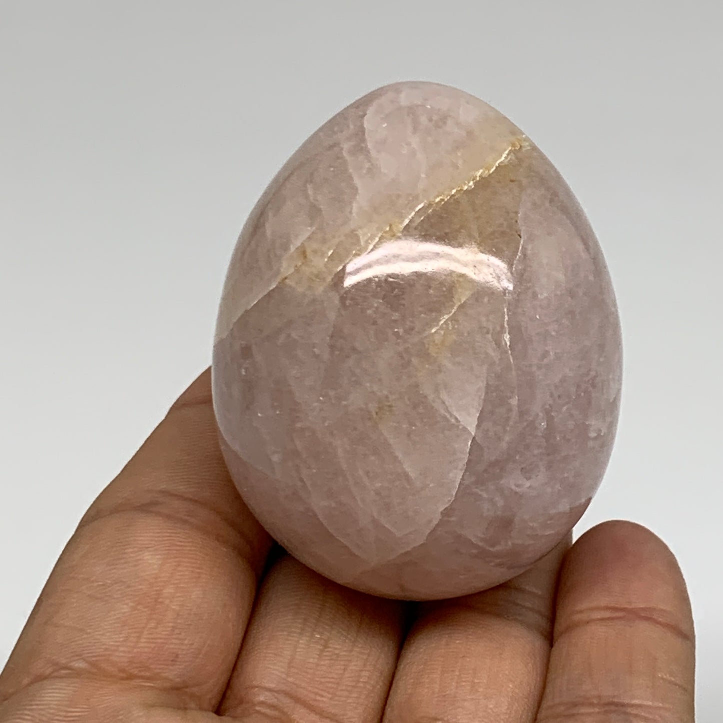 131.7g, 2.1"x1.7", Natural Gemstone Pink Rose Quartz Egg Crystal @India, B34468