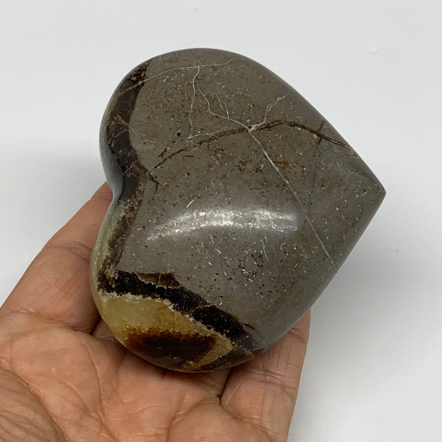 0.58 lbs, 2.7"x3.1"x1.5" Septarian Nodules Heart Polished Healing Crystal, B3102