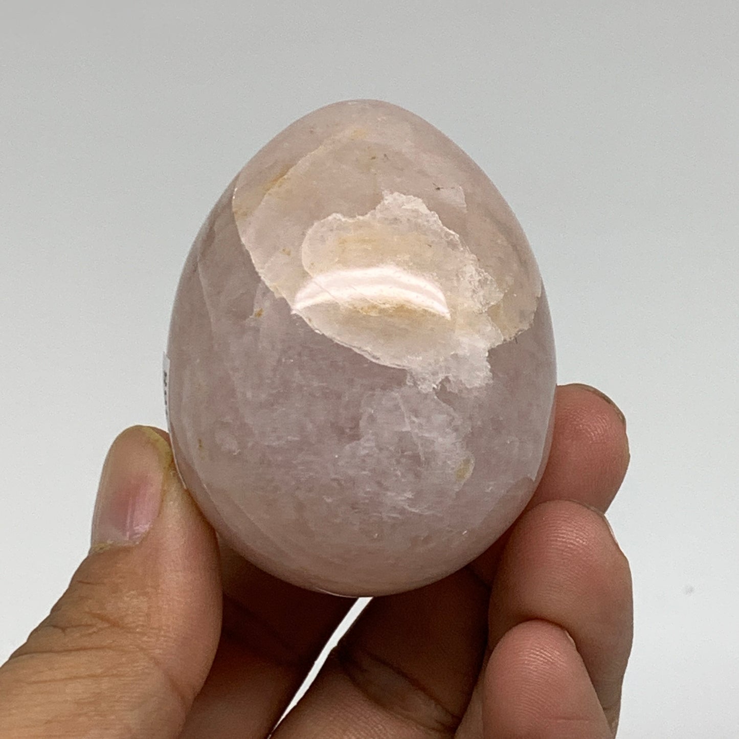 131.7g, 2.1"x1.7", Natural Gemstone Pink Rose Quartz Egg Crystal @India, B34468