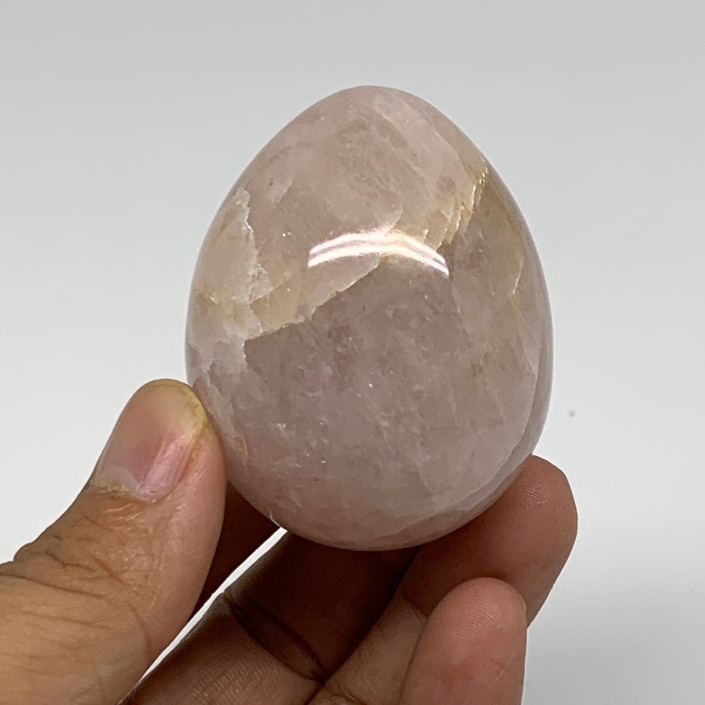 131.7g, 2.1"x1.7", Natural Gemstone Pink Rose Quartz Egg Crystal @India, B34468