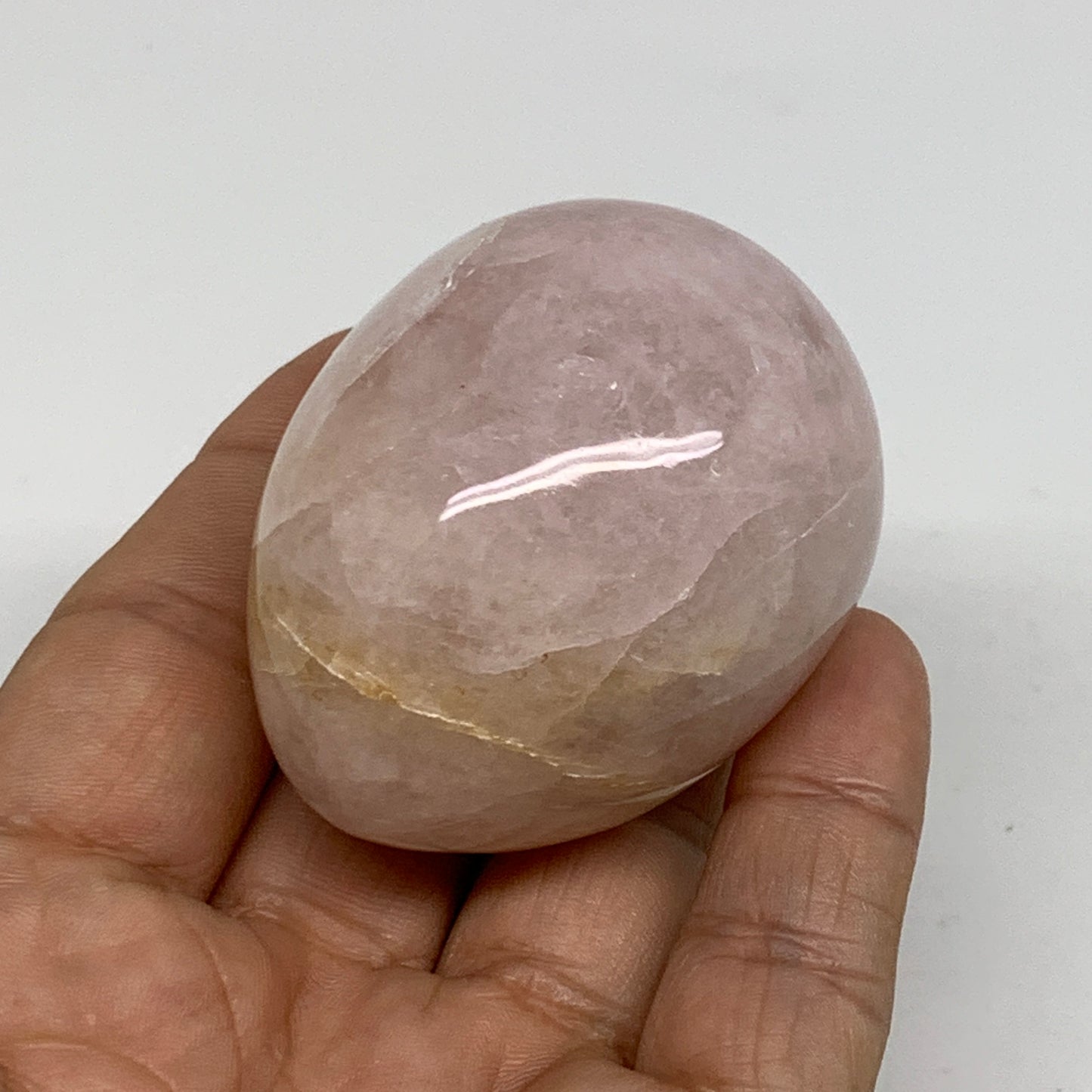 131.7g, 2.1"x1.7", Natural Gemstone Pink Rose Quartz Egg Crystal @India, B34468