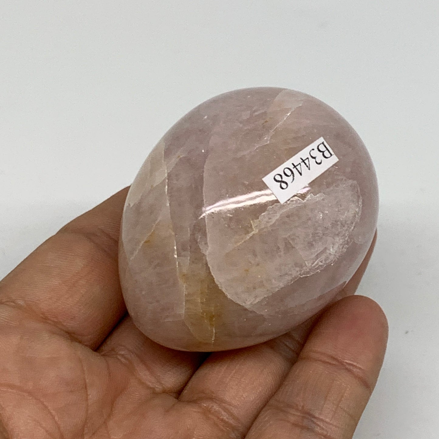 131.7g, 2.1"x1.7", Natural Gemstone Pink Rose Quartz Egg Crystal @India, B34468