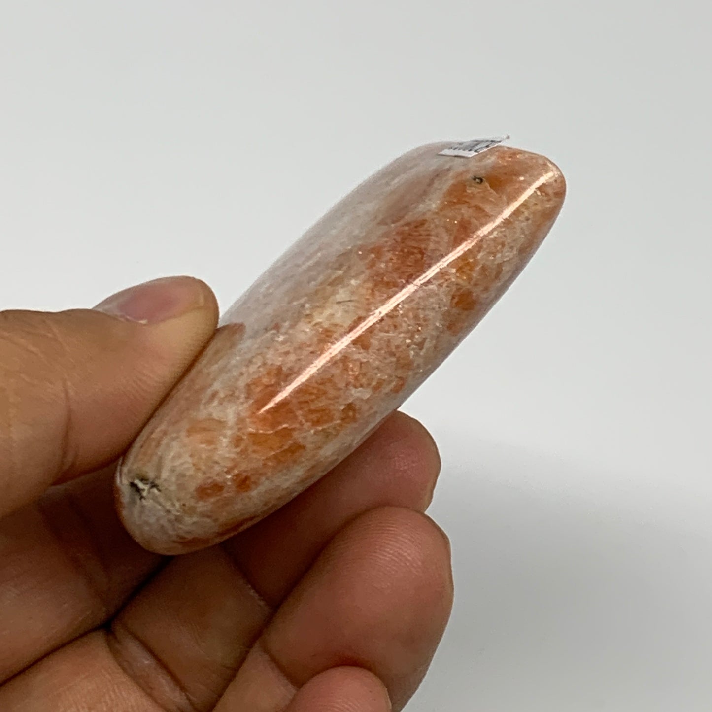 87g,2.3"x2.6"x0.7", Sunstone Heart Polished Healing Crystal @India, B28023