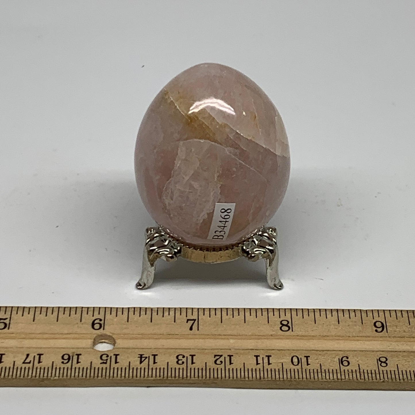 131.7g, 2.1"x1.7", Natural Gemstone Pink Rose Quartz Egg Crystal @India, B34468