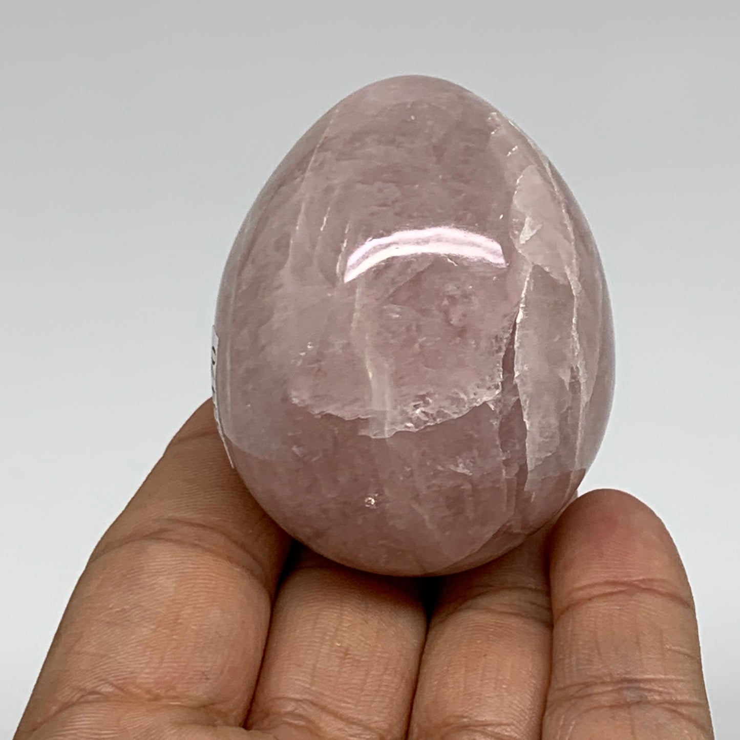 130g, 2.1"x1.7", Natural Gemstone Pink Rose Quartz Egg Crystal @India, B34470