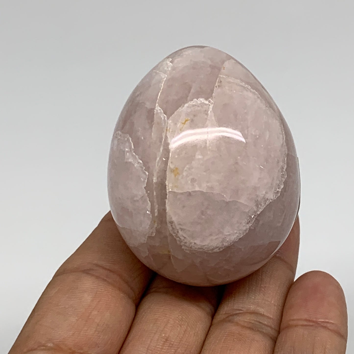 130g, 2.1"x1.7", Natural Gemstone Pink Rose Quartz Egg Crystal @India, B34470