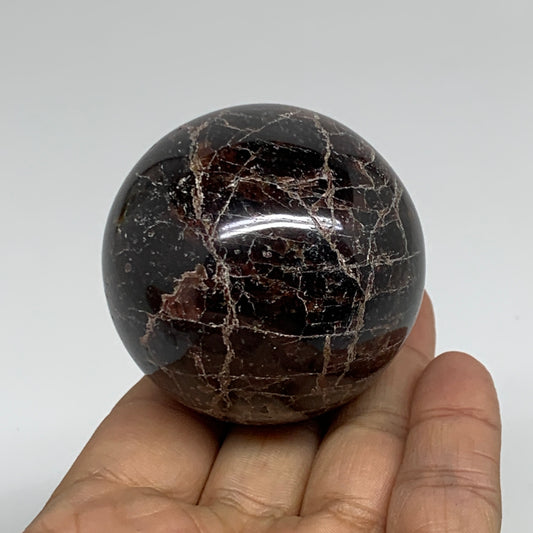 297.2g, 2.1"(52mm), Natural Red Garnet Sphere Ball Gemstone Polished, B35243