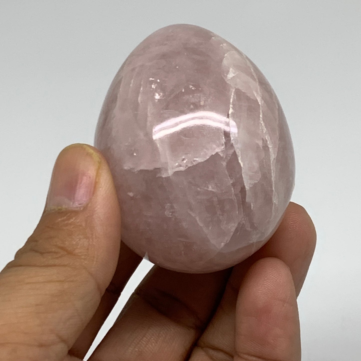 130g, 2.1"x1.7", Natural Gemstone Pink Rose Quartz Egg Crystal @India, B34470