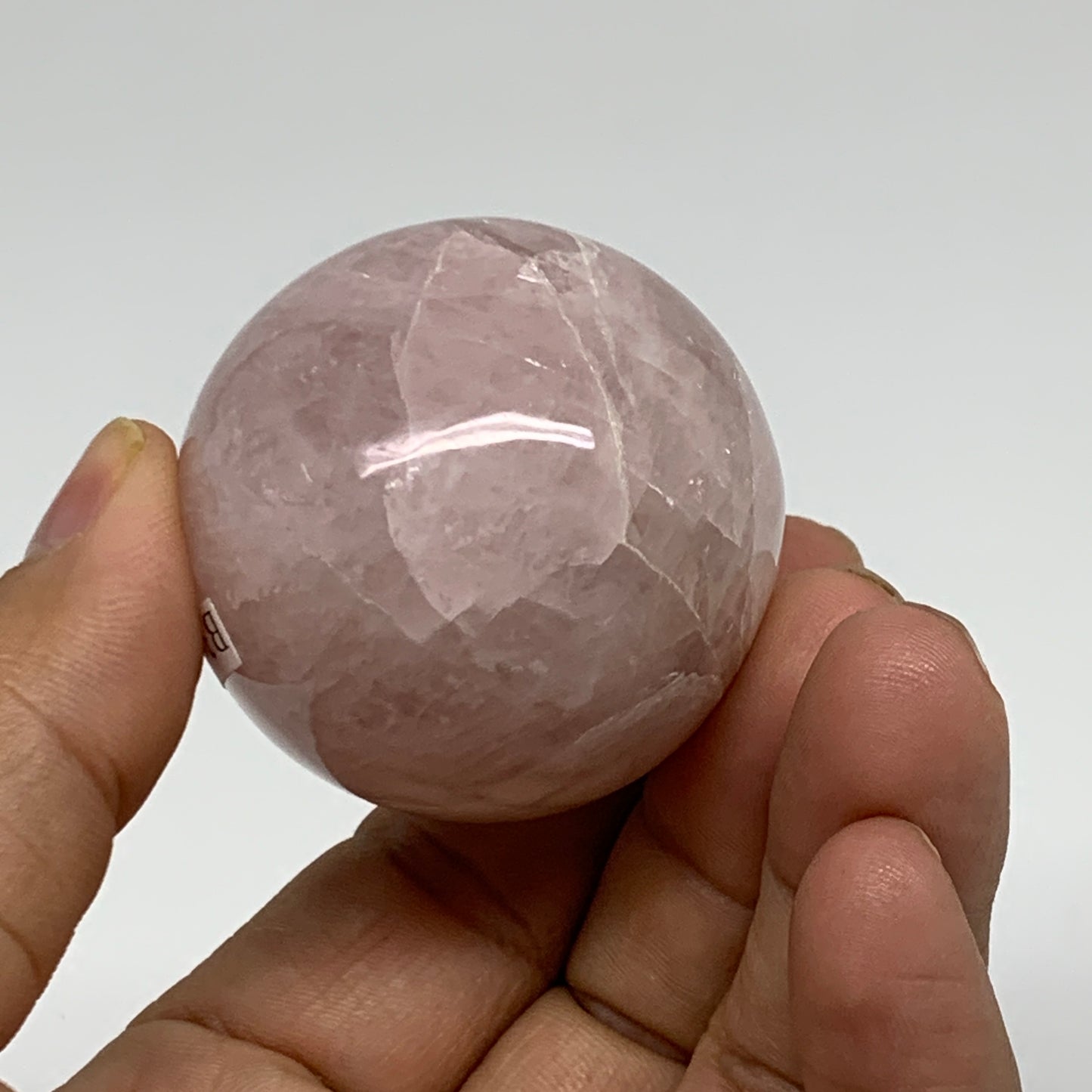 130g, 2.1"x1.7", Natural Gemstone Pink Rose Quartz Egg Crystal @India, B34470