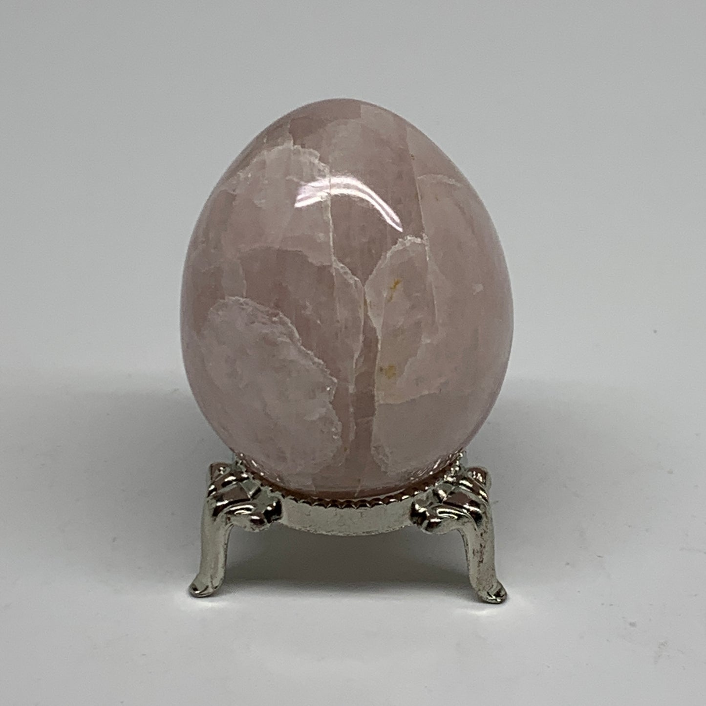 130g, 2.1"x1.7", Natural Gemstone Pink Rose Quartz Egg Crystal @India, B34470