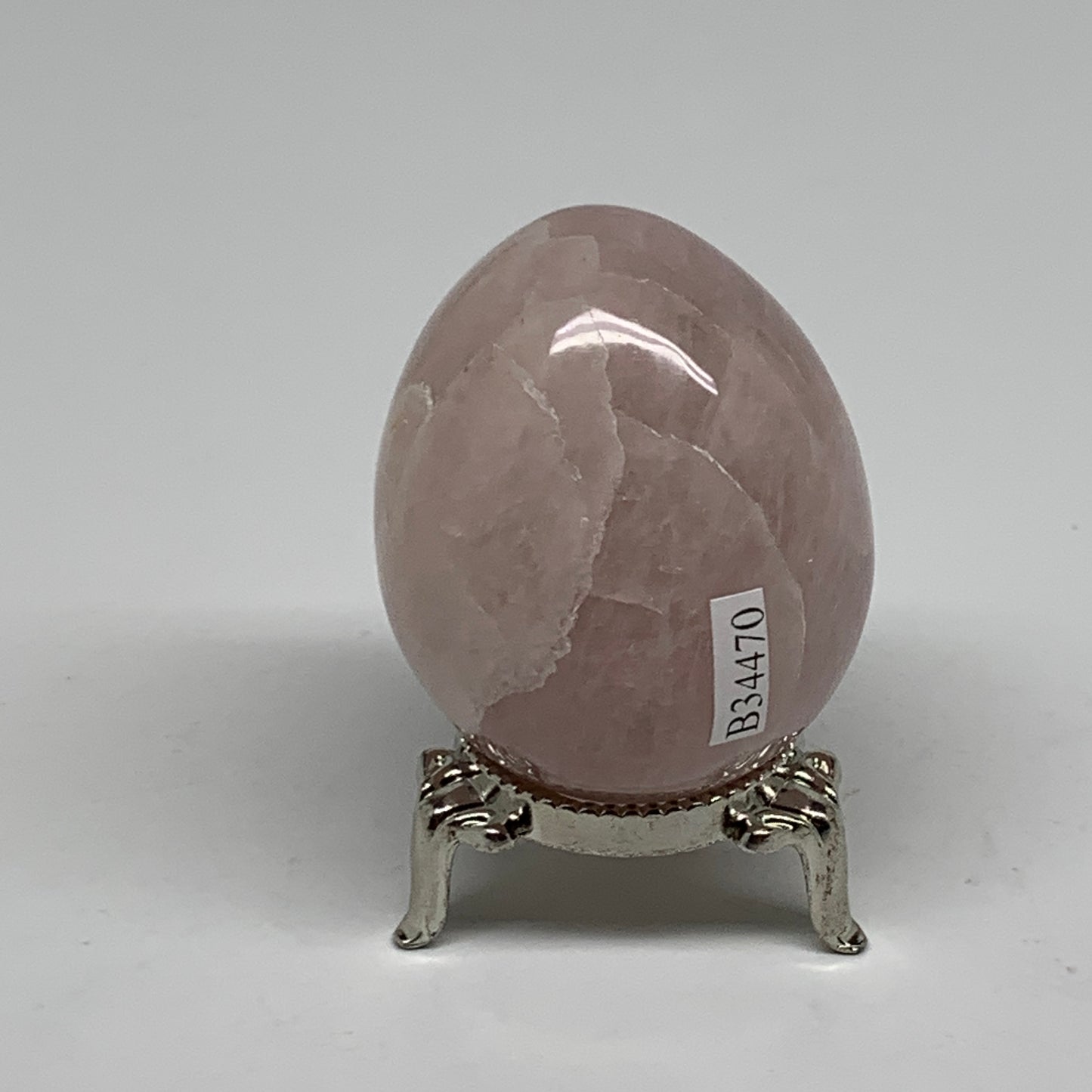 130g, 2.1"x1.7", Natural Gemstone Pink Rose Quartz Egg Crystal @India, B34470