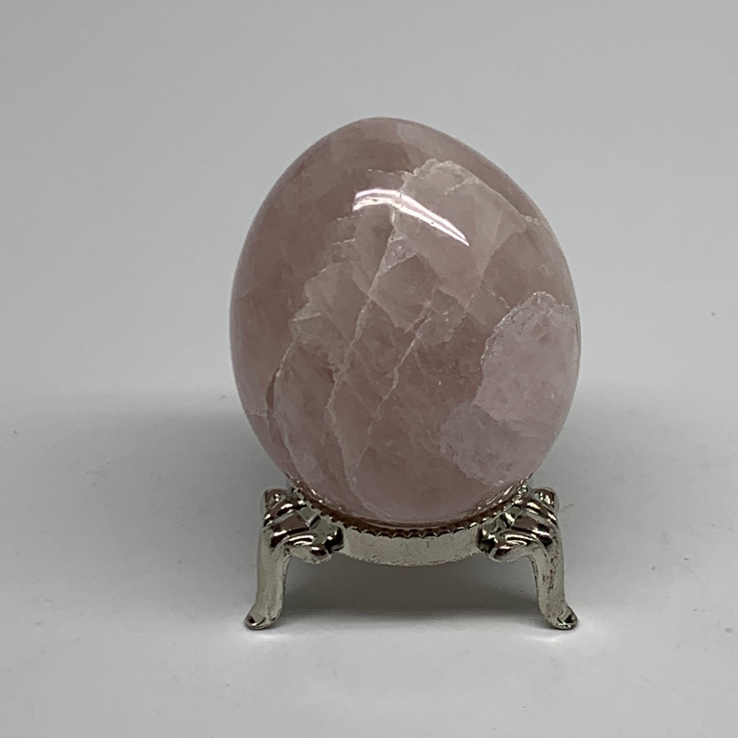 130g, 2.1"x1.7", Natural Gemstone Pink Rose Quartz Egg Crystal @India, B34470