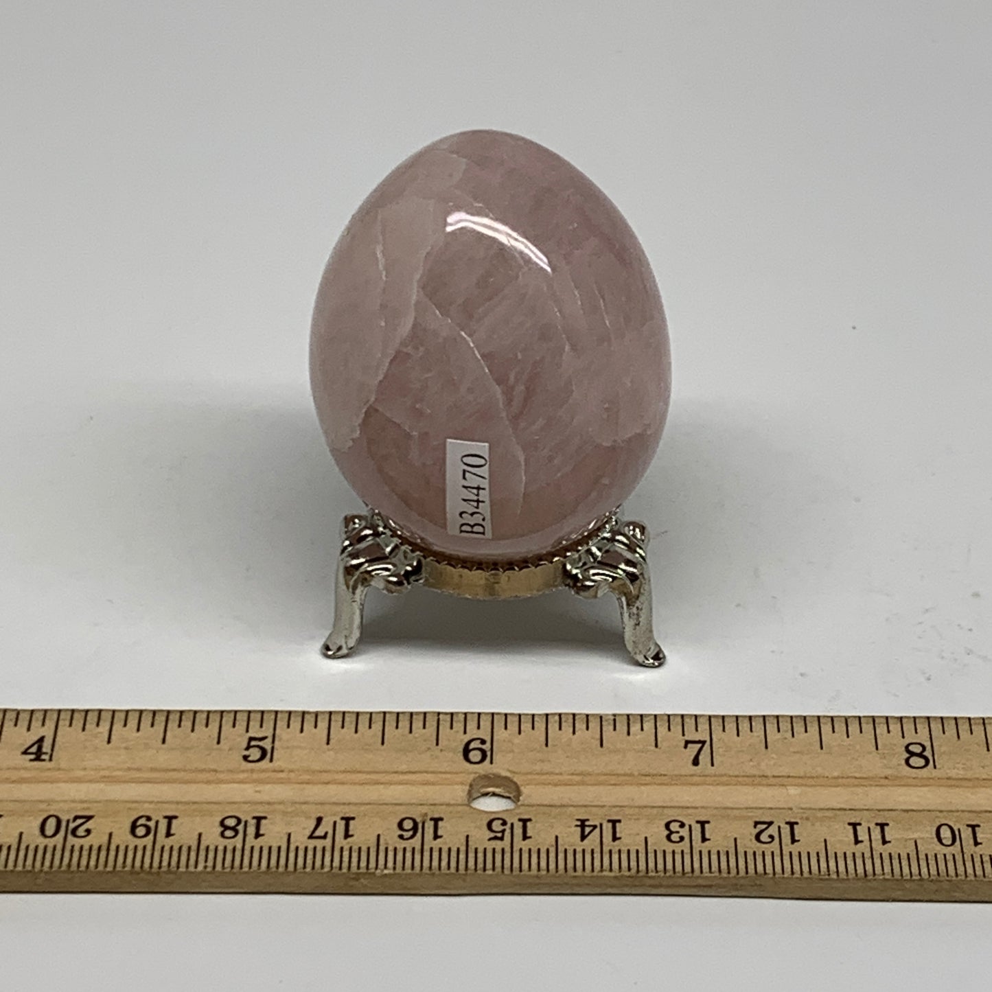 130g, 2.1"x1.7", Natural Gemstone Pink Rose Quartz Egg Crystal @India, B34470