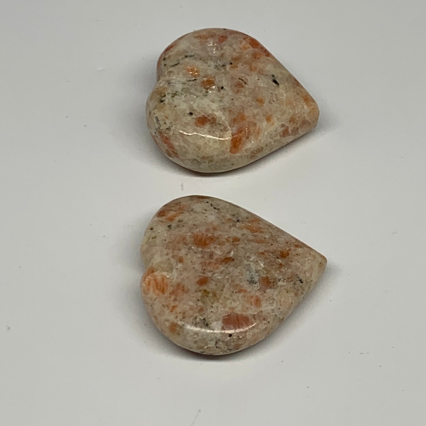 142.5g,2"-2", 2pcs, Sunstone Heart Polished Healing Crystal,B28026