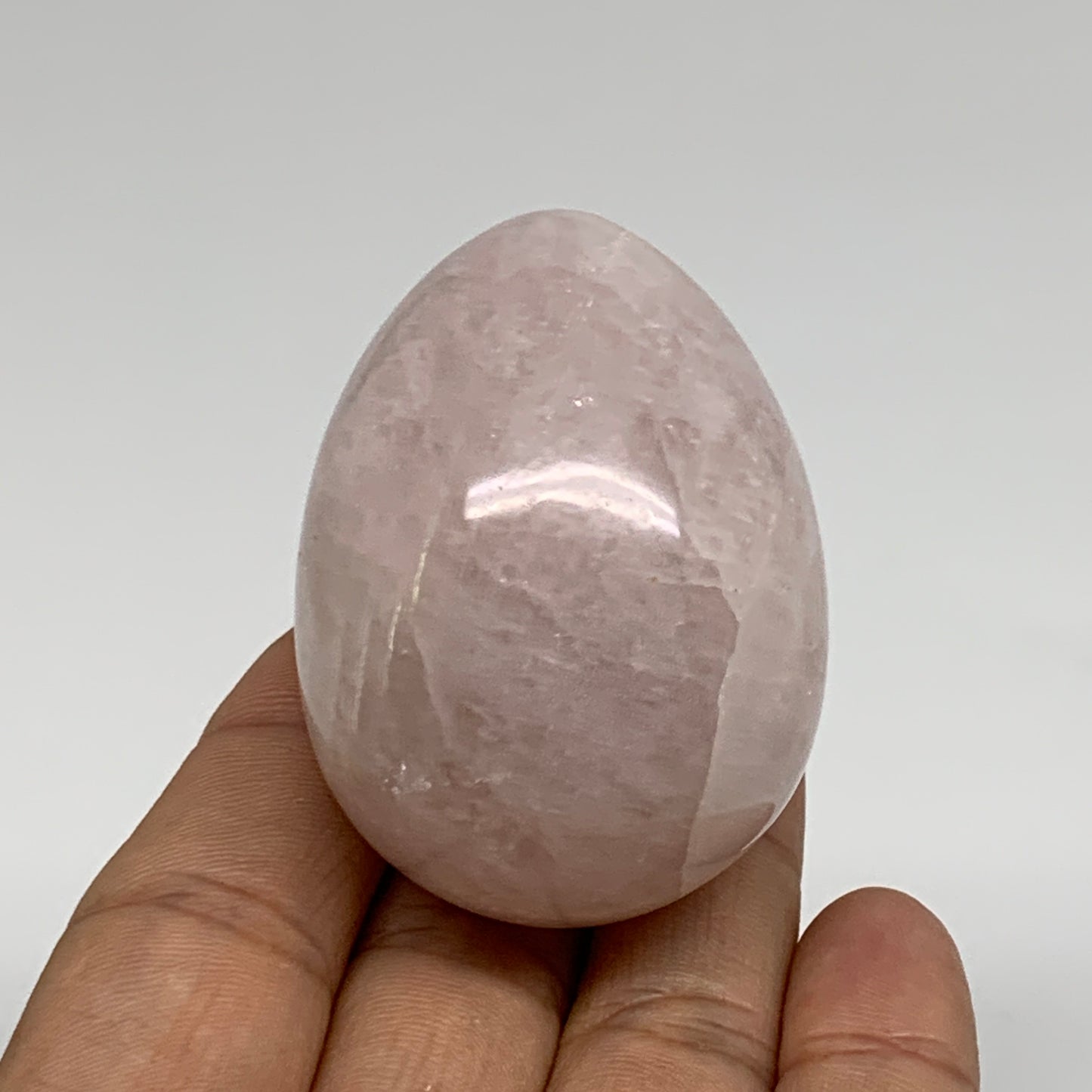 111.4g, 2.1"x1.5", Natural Gemstone Pink Rose Quartz Egg Crystal @India, B34471