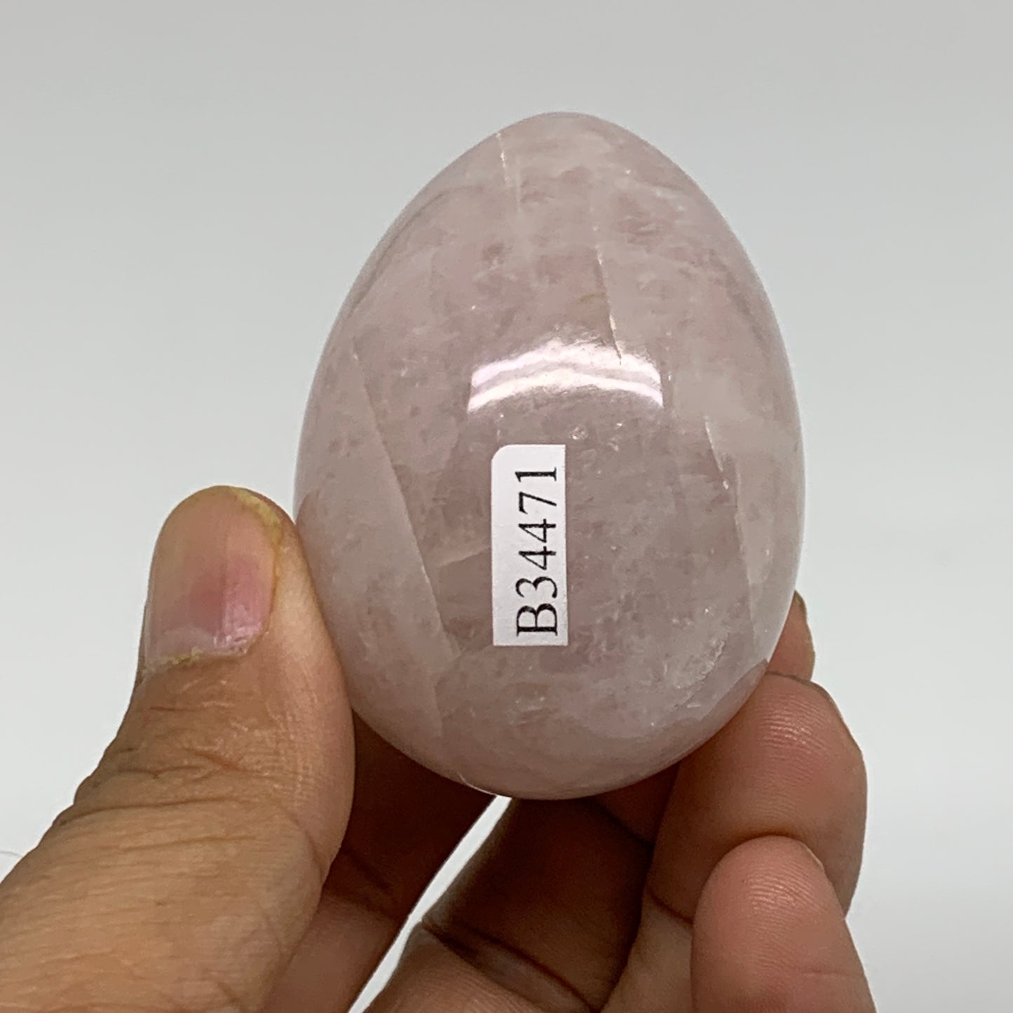 111.4g, 2.1"x1.5", Natural Gemstone Pink Rose Quartz Egg Crystal @India, B34471