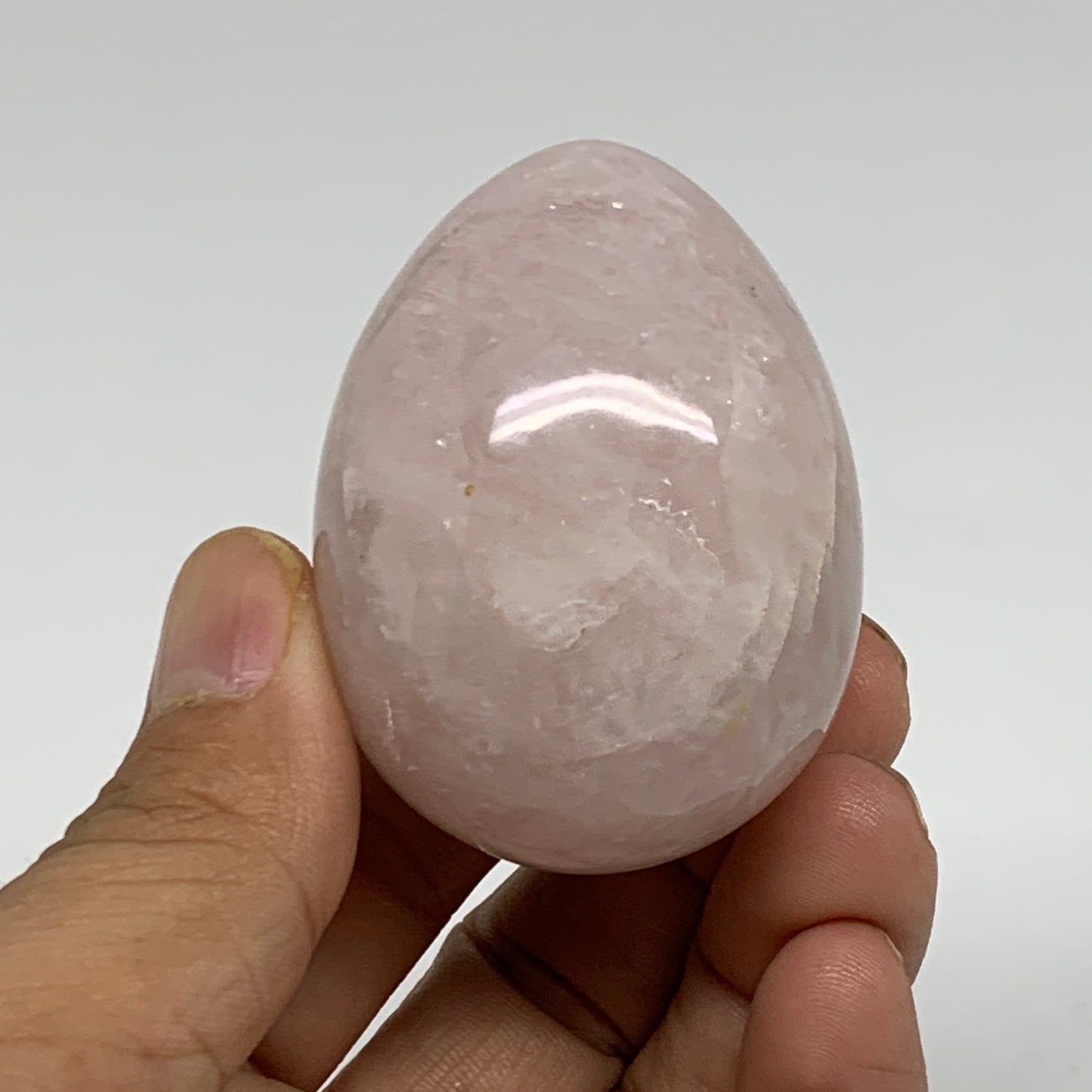 111.4g, 2.1"x1.5", Natural Gemstone Pink Rose Quartz Egg Crystal @India, B34471