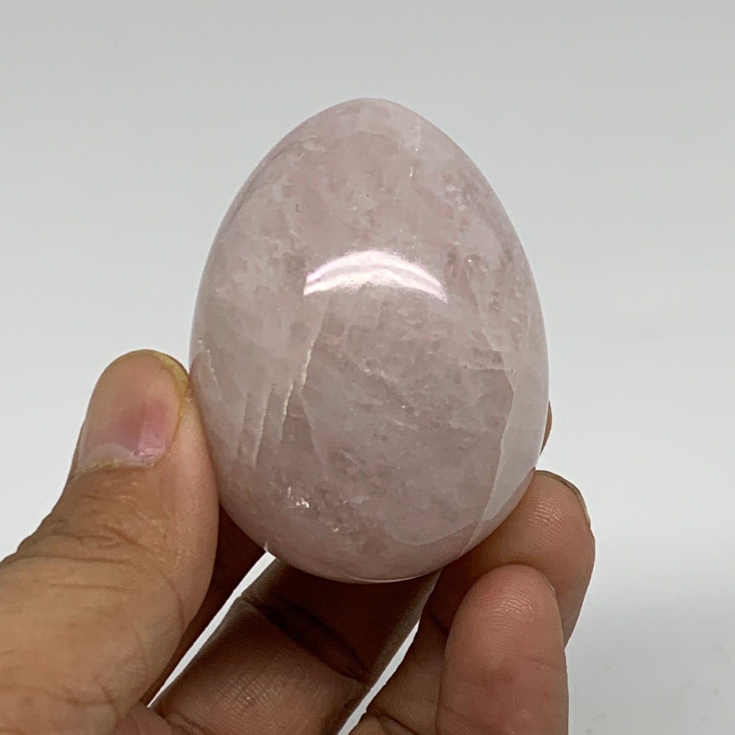 111.4g, 2.1"x1.5", Natural Gemstone Pink Rose Quartz Egg Crystal @India, B34471